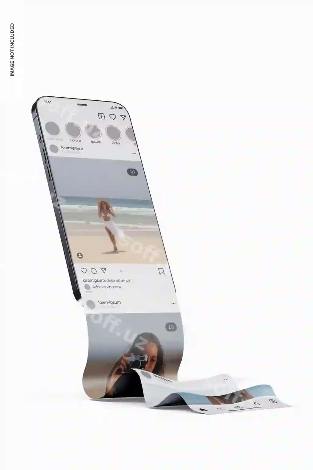 Smartfon uzun skroll bilan mockup perspektivasi | Smartphone with long scroll mockup perspective