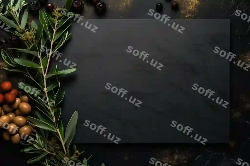 Noaniy menyu dizayni qora namuna | Sophisticated menu design black mockup