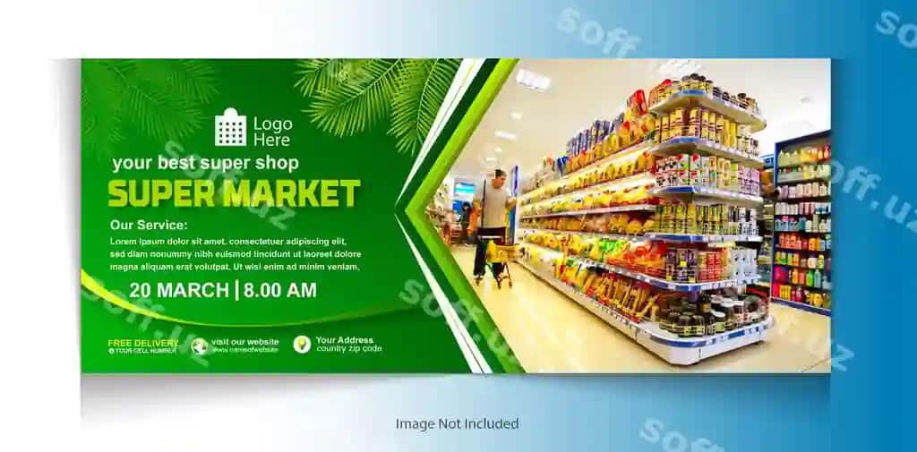 Supermarket aksiyaviy baner dizayni | Super market promotional banner design
