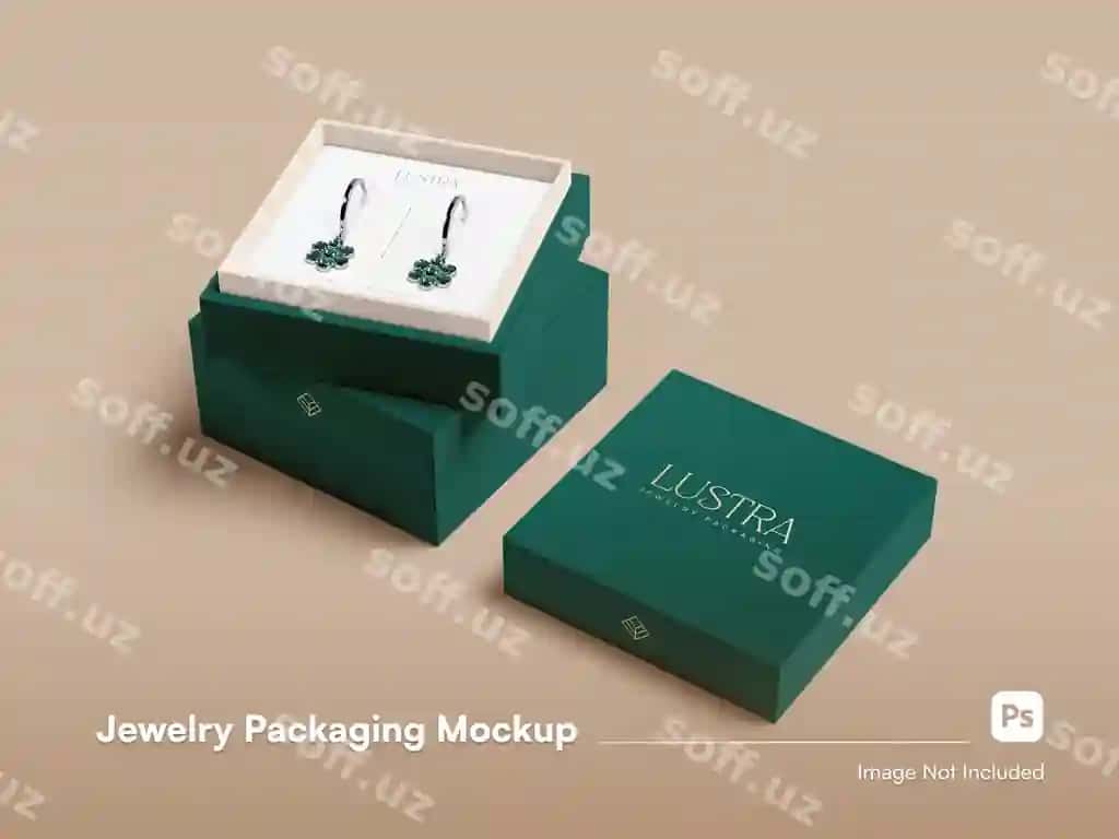 Izometric luks sovg'a qutisi modeli 3D ajralangan sovg'a qutisi qadoqlashi | Isometric luxury jewelry box mockup 3d isolated earring box packaging