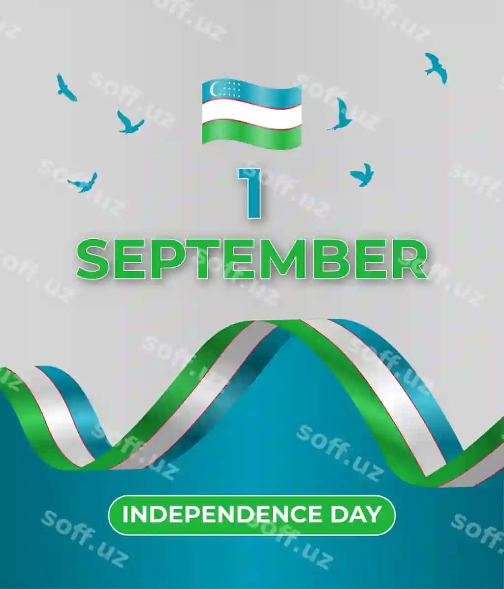 Oʻzbekiston mustaqillik kuni sentabr 1-posteri bilan patriyatik lenta | Uzbekistan independence day september 1 poster with patriotic ribbon