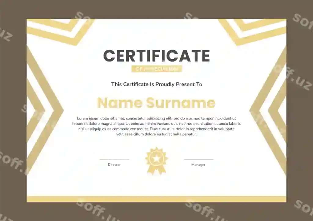 Zamonaviy hasharmat oltin sertifikat shablon dizayni | Modern luxury gold certificate template design