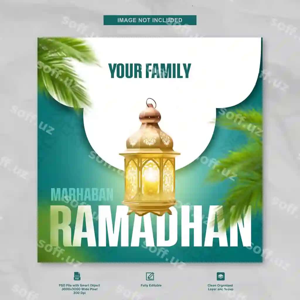 Flat Ramazon foni 3d fano bilan ijtimoiy tarmoqlar Instagram | Flat ramadhan background with 3d lantern social media instagram