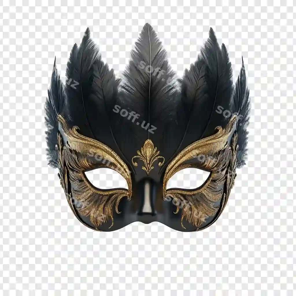 Nukhutli qora oltin Venetsiya maskasi | Elegant black gold venetian mask