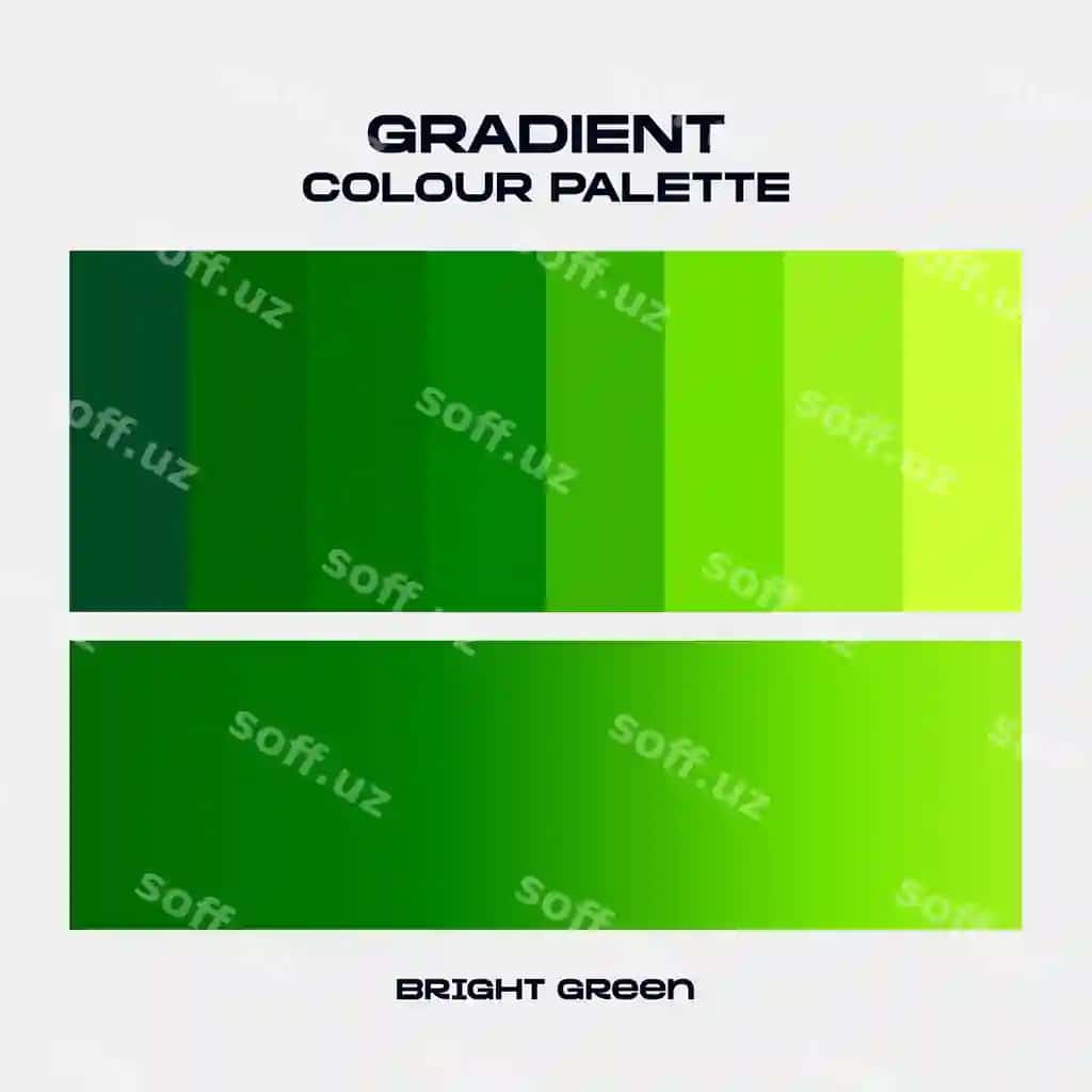 Yashil gradient rang palitrasi va bolalrang tonlar | Green gradient color palette with bright tones