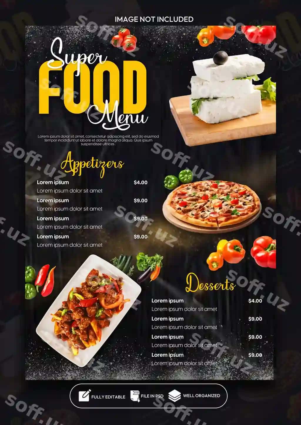 Restoran maxsus ovqat menyu postersi dizayn shabloni | Restaurant special food menu poster design template