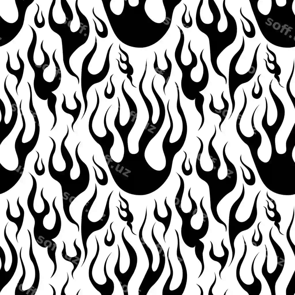 Olov y2k uzilmas olov naqsh psixodelik vektor qora fonda | Flame y2k seamless fire pattern psychedelic vector black background