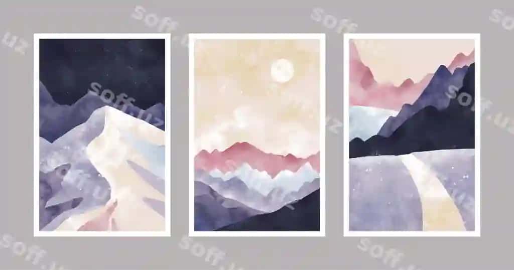 Suvar rangli minimal manzara varaqlari | Watercolor minimal landscape covers
