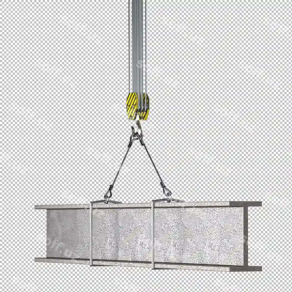 Kran qozoni staliy profil koʻtish 3d ajraltirilgan | Crane hook lifting steel beam 3d isolated