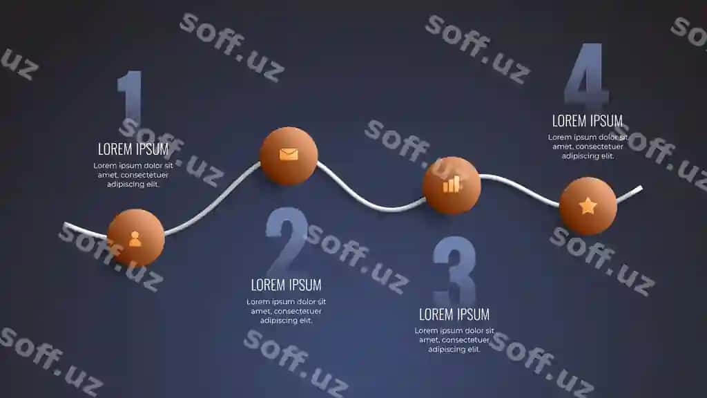 To'rt bosqiqli biznes jarayon taxmindan vizualizatsiyasi | Four step business process timeline infographic