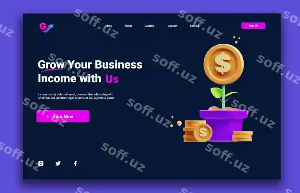 Biznes moliyasi uyga kirish shabloni | Business finance landing page template