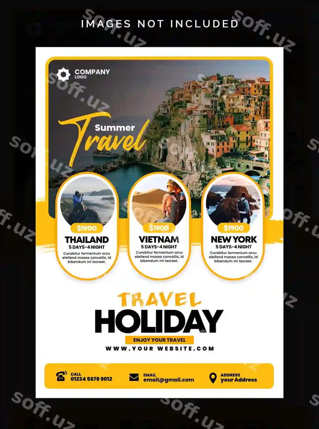 Dam olish sayohati flyer dizayni | Holiday travel flyer design