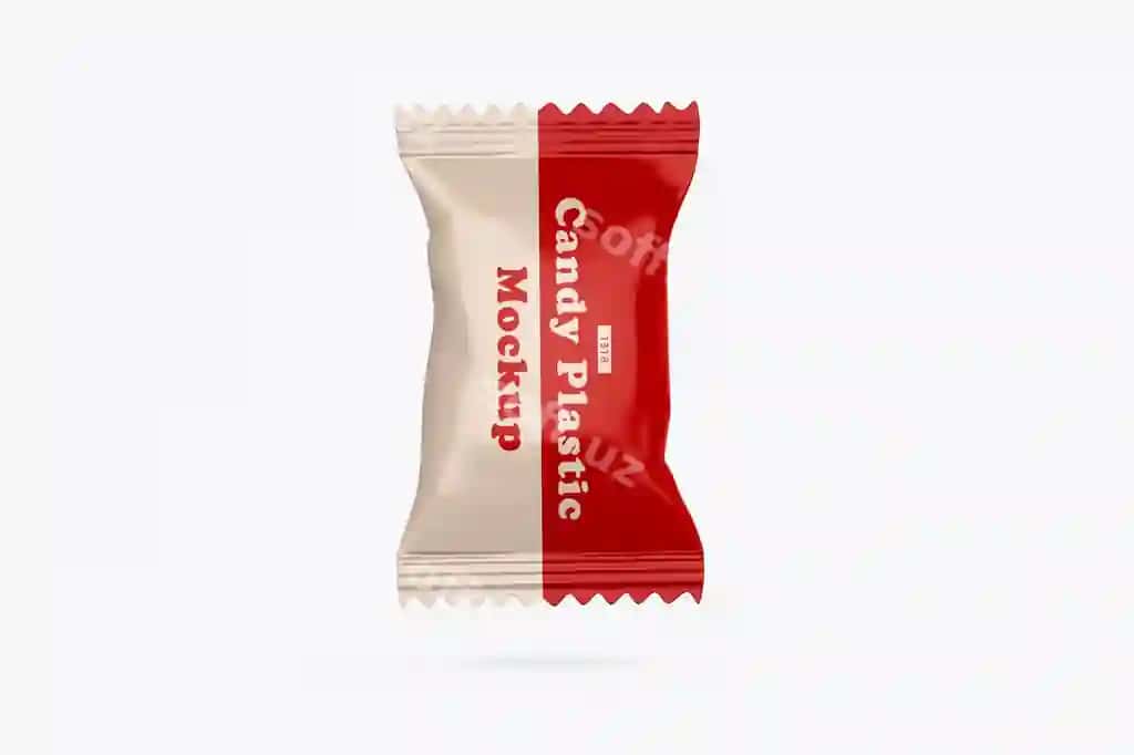 Shirinlik plastik paket plastik mockup oq fonda | Candy plastic pack plastic mockup white background