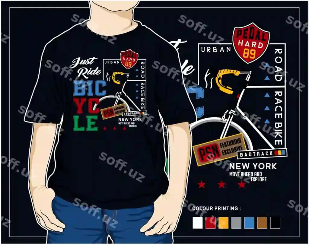 Faqat velosiped vektor illustratsiya dizayn grafik chop etish | Just ride bicycle vector illustration design graphic print