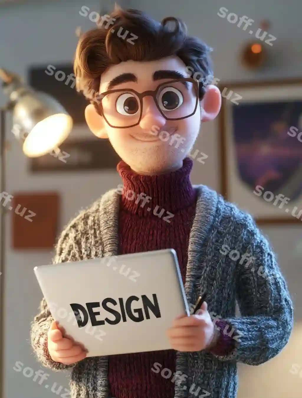 Lego adam 'dizayn dizayn dizayn' yozilgan belgi qo'llaydi. | Lego man holds sign that says design design design