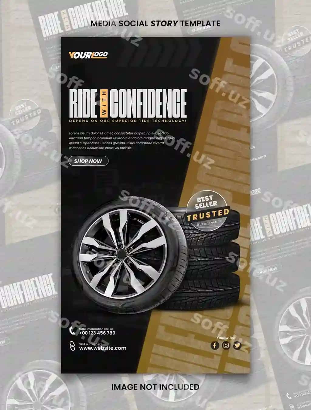 Sariq mashina shinni reklamasi maxsus chegirma ijtimoiy media hikoyasi | Yellow car tire advertisement special discount media social story