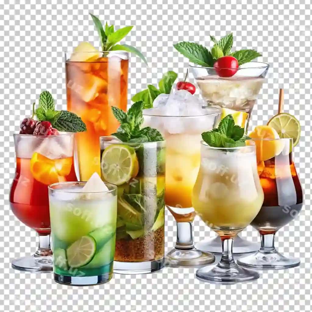 Turli xil mevalar bilan ichimliklar to'plami png | Collection different drinks with fruits png