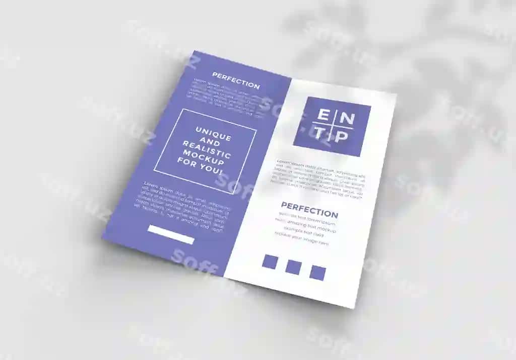 DL hajmi ikki joyga qatorlangan broshyur namunasi | Dl size bi fold brochure mockup