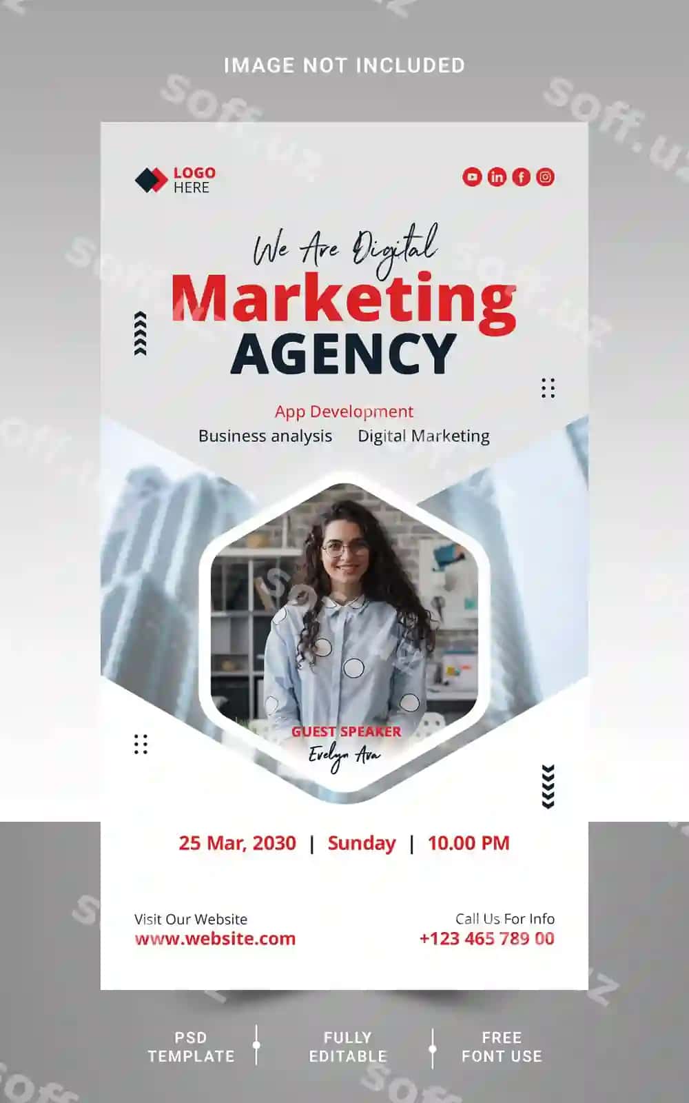 Raqamli marketing agentligi uchun ijtimoiy tarmoqlar Instagram hikoya banner shabloni | Digital marketing agency social media instagram story banner template