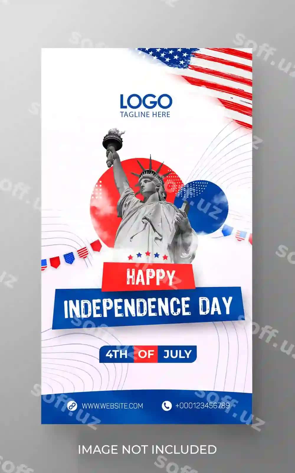 4-iyul mustaqillik kuni Instagram hikoya shabloni | 4th july independence day instagram story template