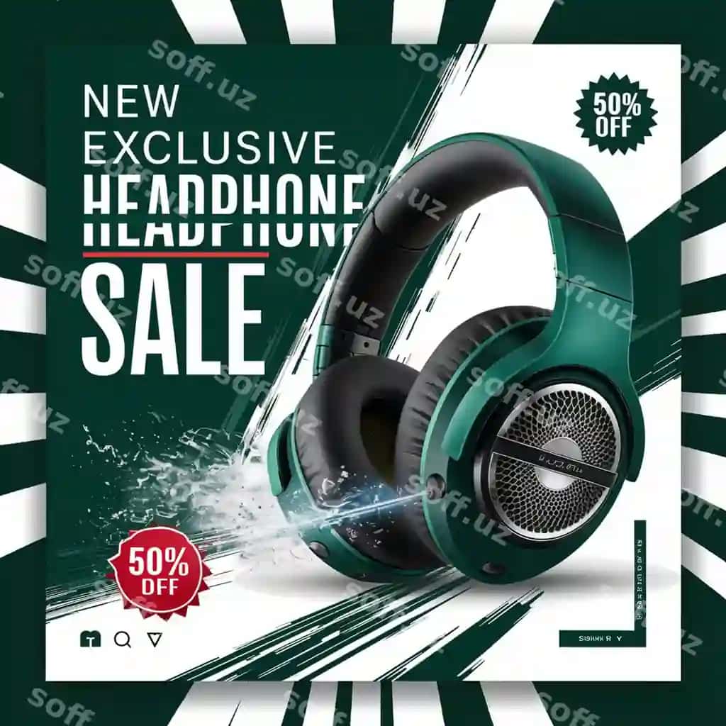 Yangi naushnik mahsuloti ijtimoiy tarmoqlar Instagram banneri | New headphone product social media instagram banner