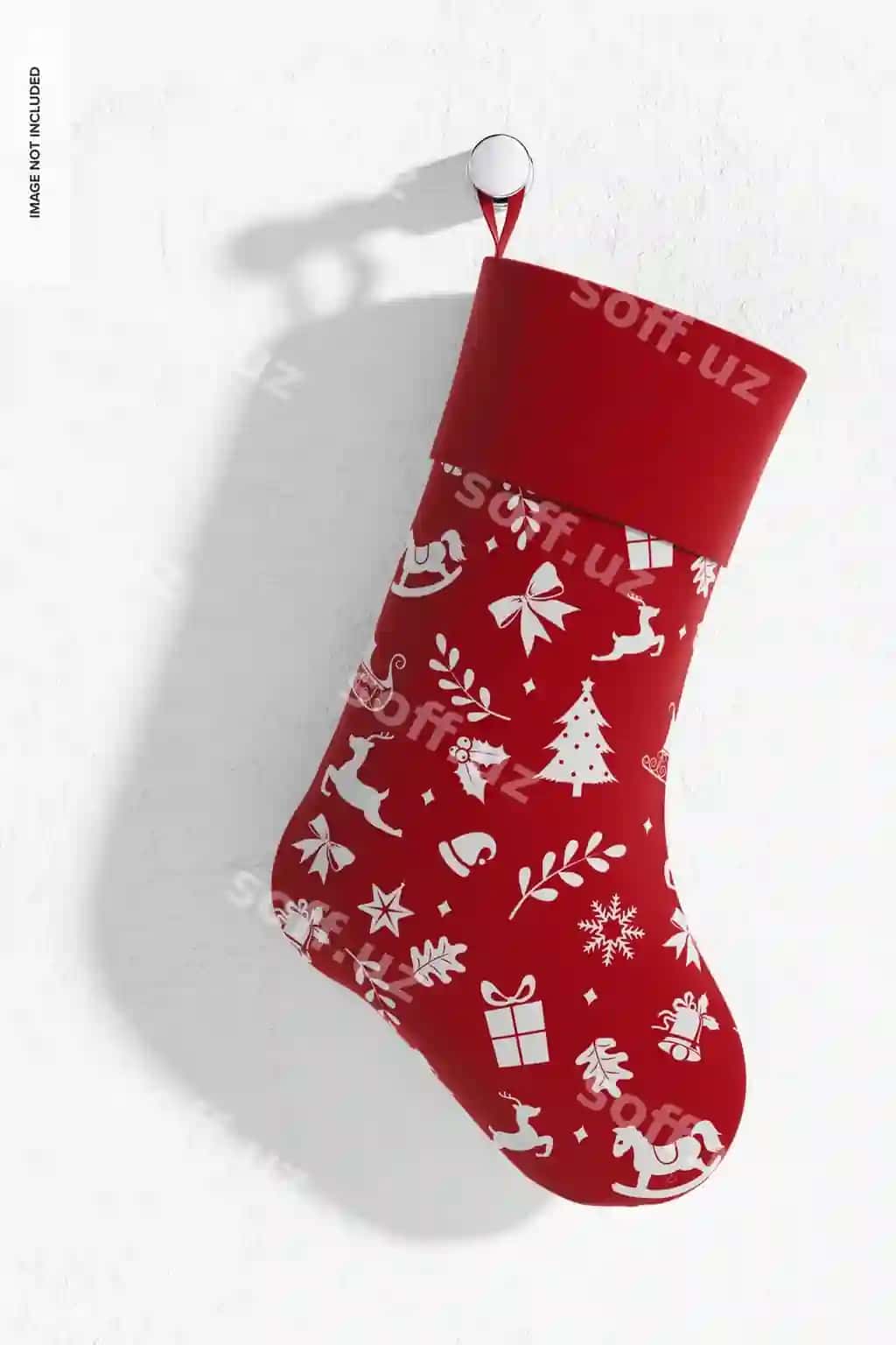 Yangi yil soktigi namunasi old tomondan ko'rinish | Christmas stocking mockup front view