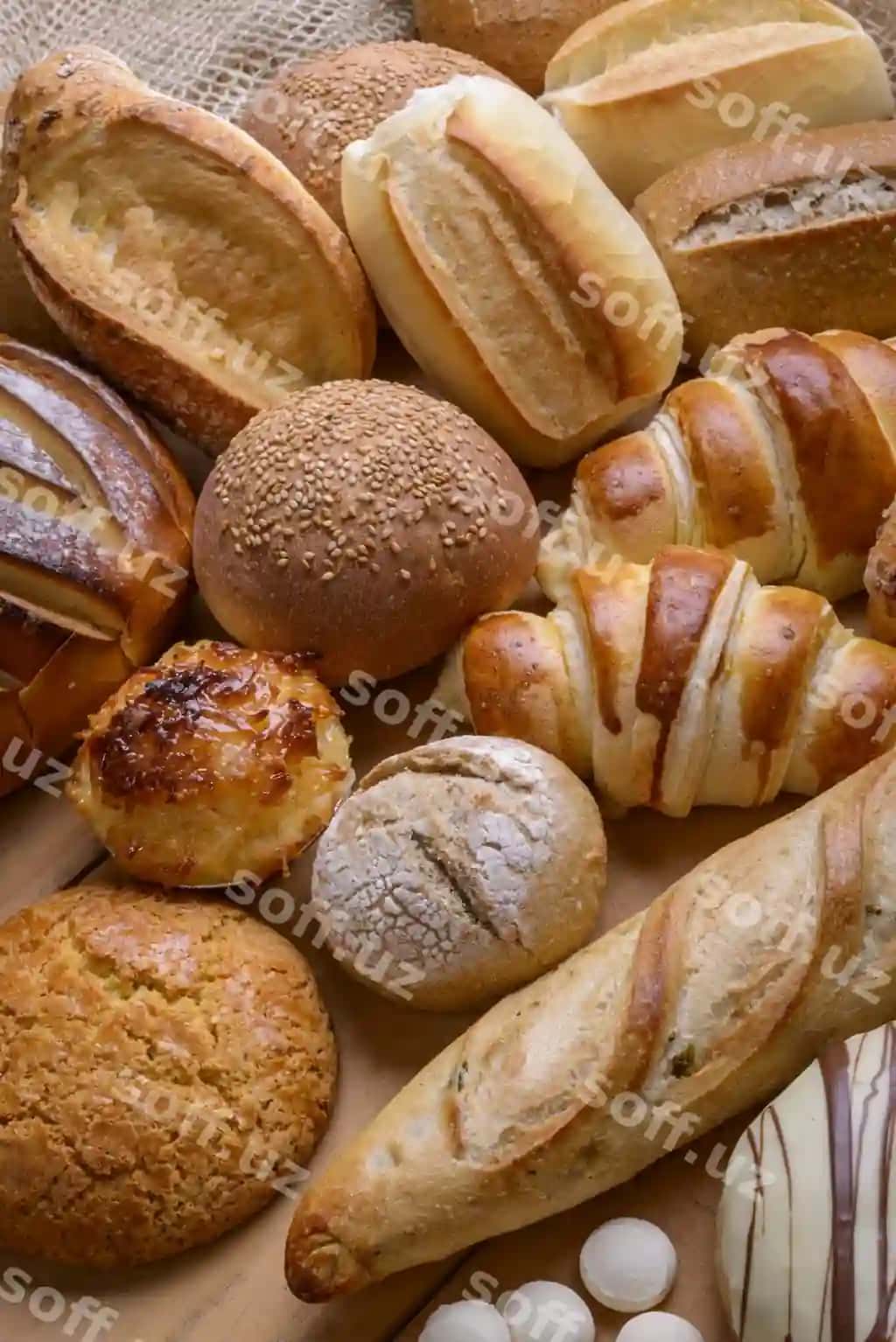 Nonlar turli xil turlari Braziliya nonlari pekirma mahsulotlari | Breads assorted types brazilian breads bakery products