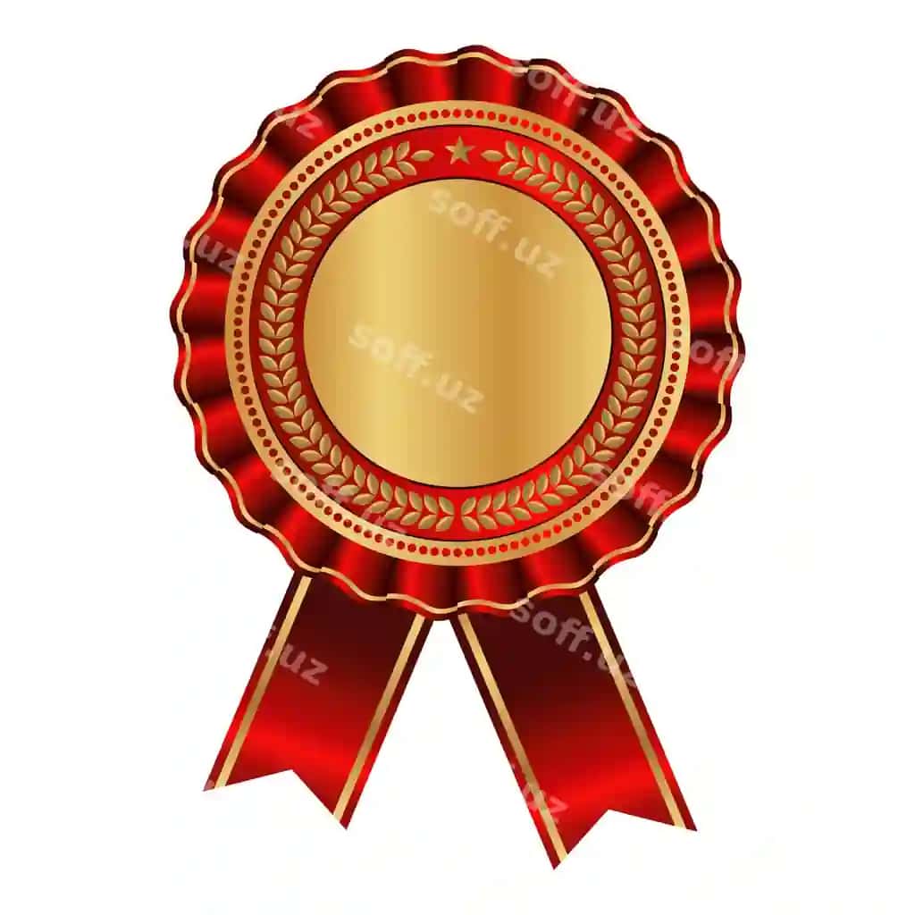 Bo'sh mukofot shabloni gulliq oltin qizil medalla | Blank award template rosette with golden red medal