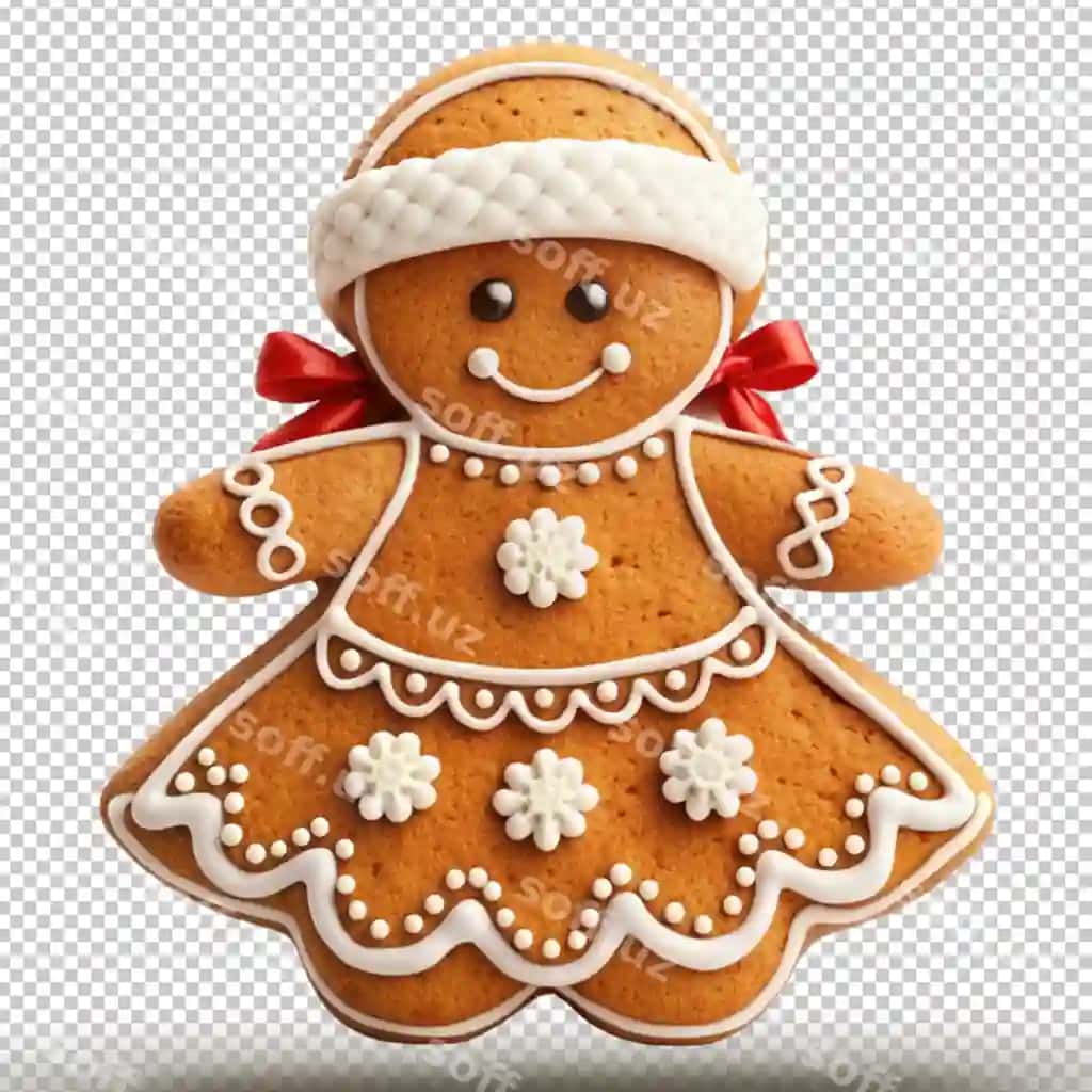 Qurdiu qar qiz ajraltirilgan shaffof fonda | Gingerbread snow maiden isolated transparent background
