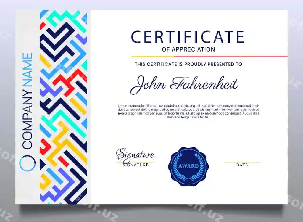 Zamonaviy sertifikat shablon dizayni | Modern certificate template design