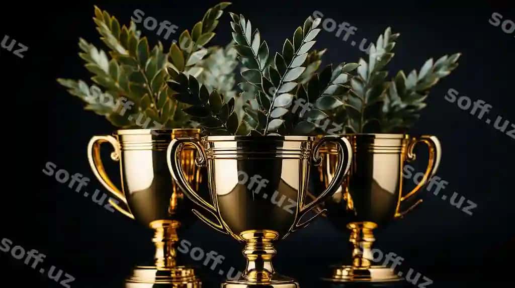 3d foto oltin kubok devor panosi | 3d photo golden cup wallpaper