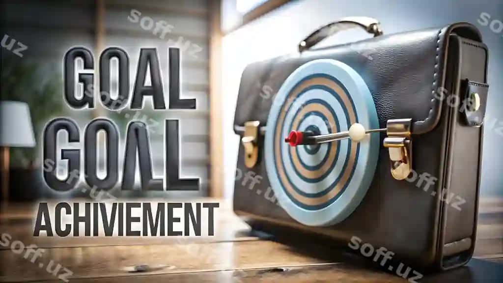 3d suziladigan hujjat maqsadi maqsadga erishish matn tushunchasi bilan noyob vektor illustratsiyasi sifatida o | 3d floating briefcase target with goal achievement text concept as sleek vector illustration o