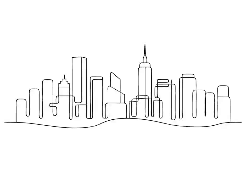 Davrli bitta chiziqla shahar manzarasi minimal shahar san'ati | Continuous oneline drawing cityscape minimalist urban art