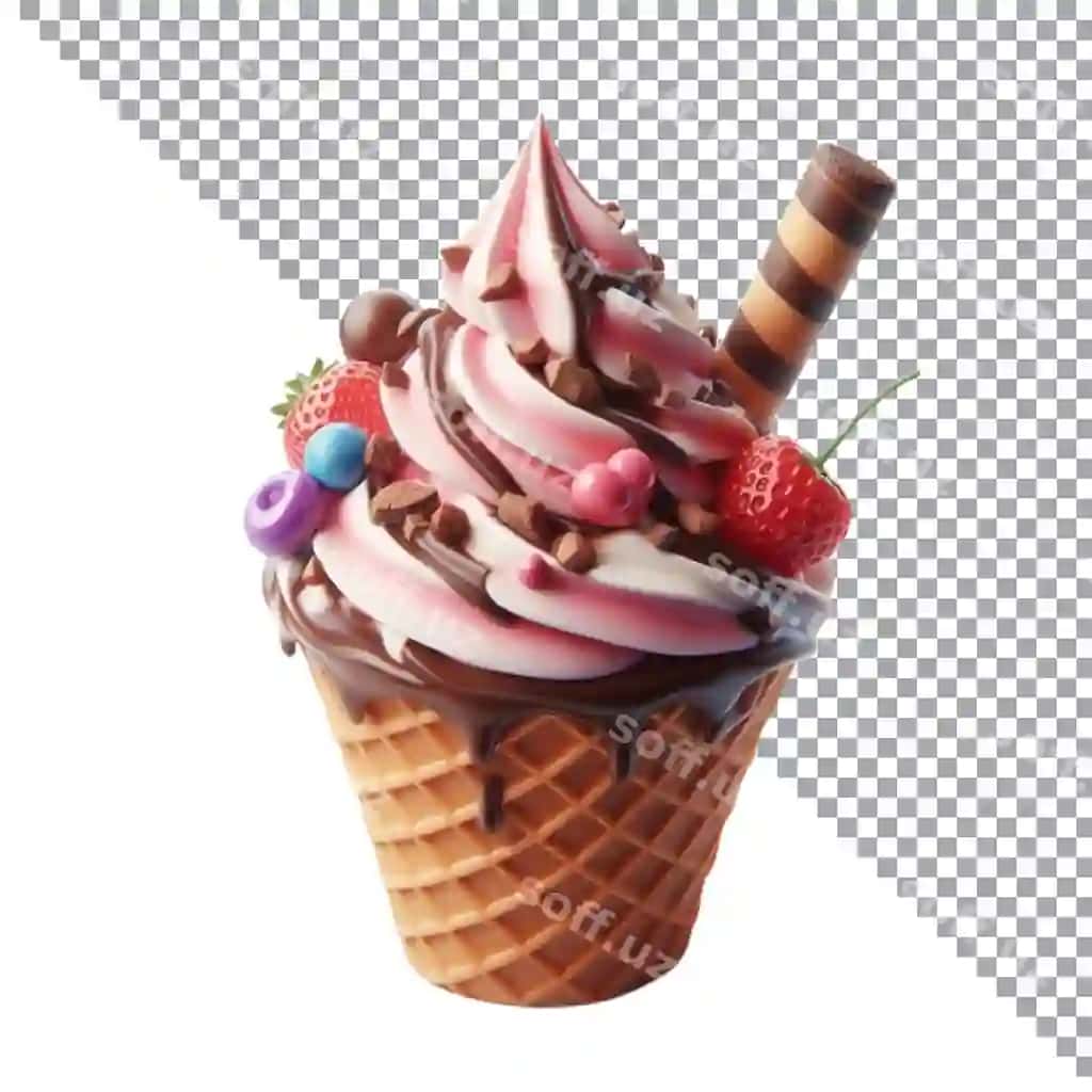 Kon muzlat qatiq shaffof fonda ajraltirilgan | Cone ice cream isolated transparent background