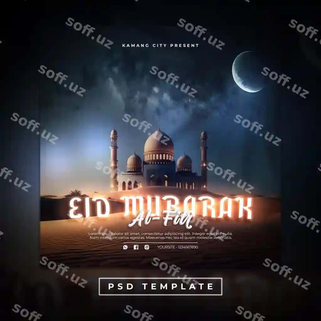 Eid muborak, oy foni bilan | Ad eid mubarak with moon background
