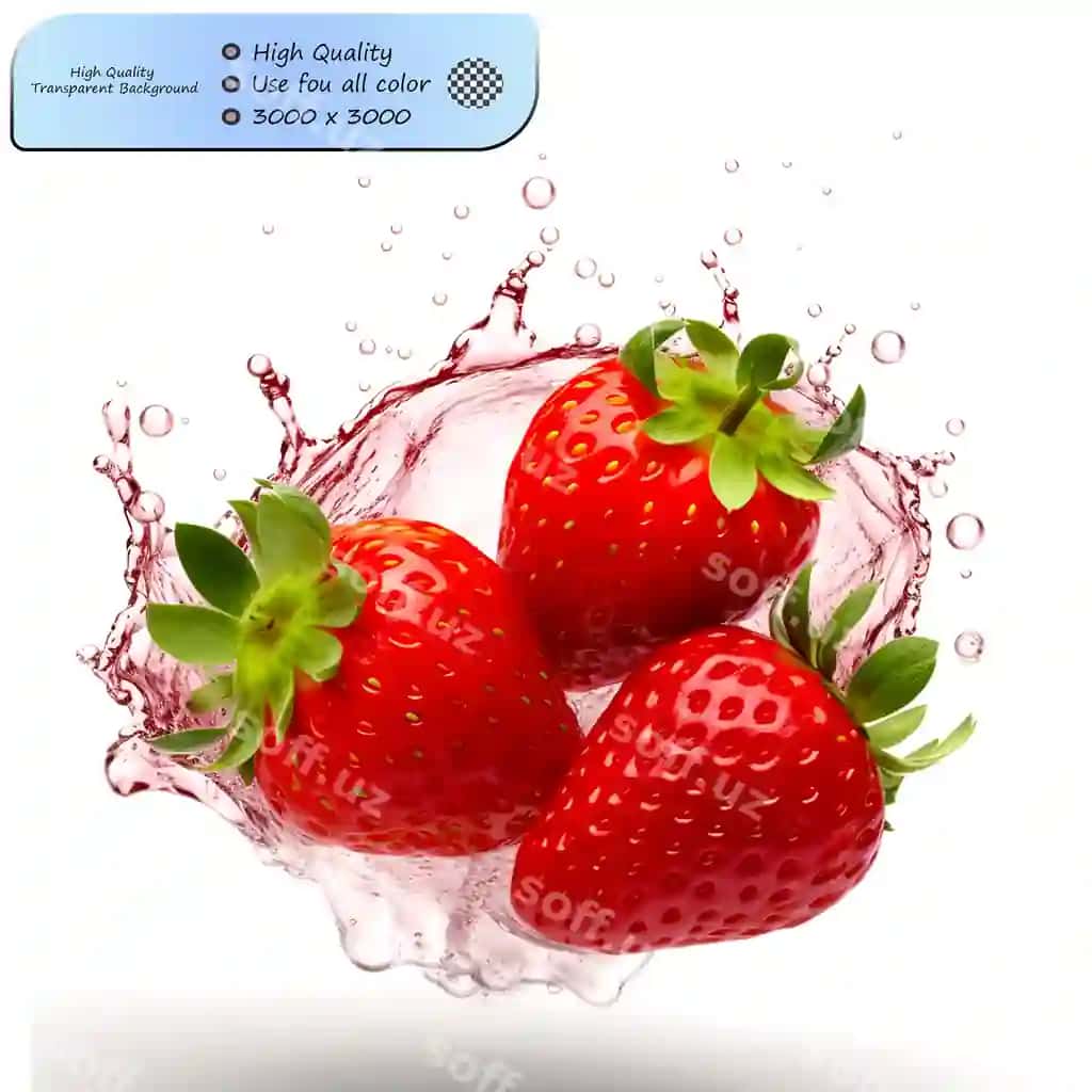 Yorqin shirin mahzoz mazmun taze qurdiu shaffof | Bright sweet capturing essence fresh strawberrieson transparent