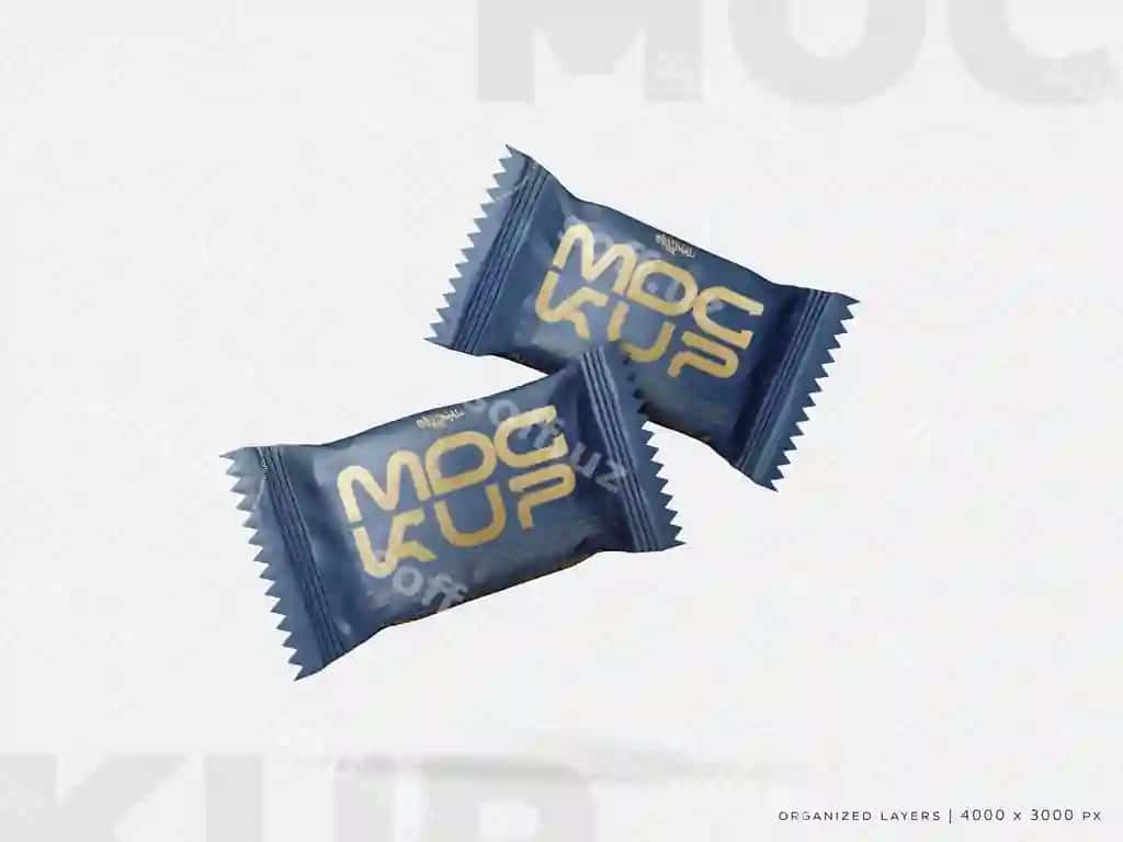 Shokoladli pechenya upakavka PSD tahrirlanga mockup shablon | Cookie chocolate packaging psd editable mockup template