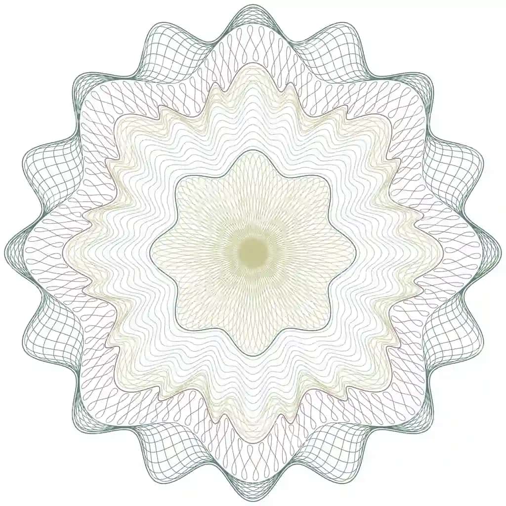 Klassik vektor guilloche pul sertifikat naqshi | Classical vector guilloche money certificate pattern