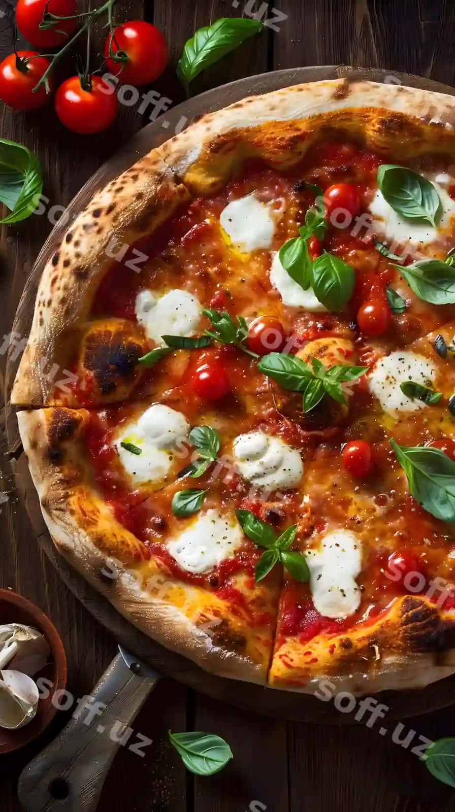 Pitsa mozzarellali va bazilik | Pizza with mozzarella basil it