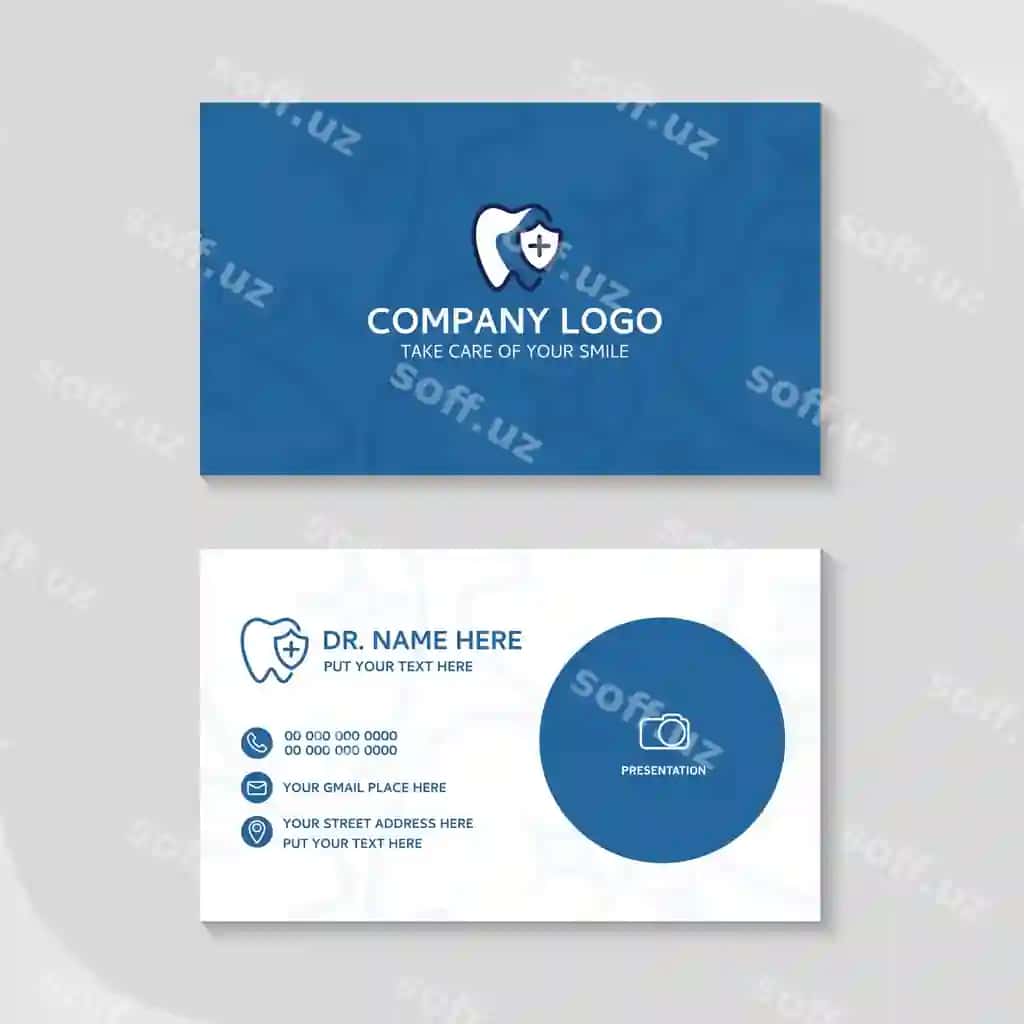 Tish biznes karta shabloni ishlatish taqdimot kompaniya klinika tish | Dental business card template use presentation company clinic dental