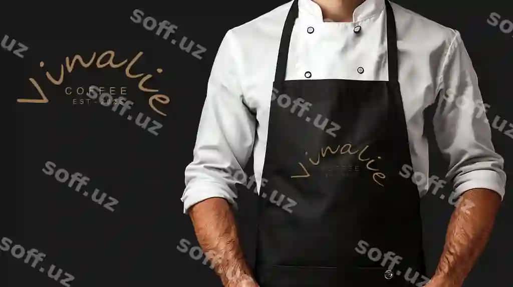 Man fartar restoran qora mockup | Man apron restaurant black mockup