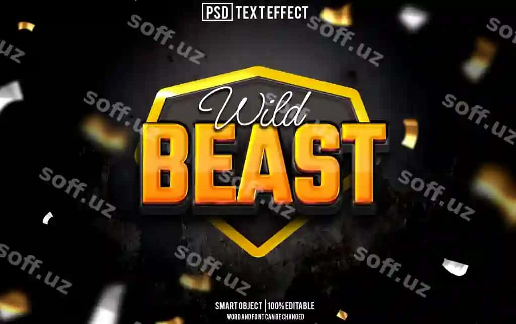 Beast matn effekti font tahrirlanga olinadigan tipografiya 3D matn | Beast text effect font editable typography 3d text