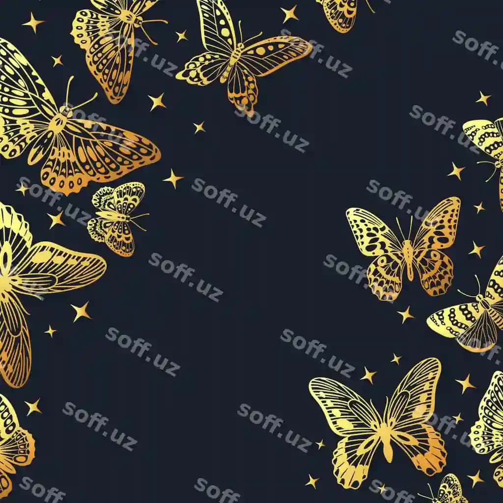 Karykatura oltin monstr silueti parlaydi uchish monstrlar naqshi | Cartoon golden butterfly silhouette pattern shining flying butterflies
