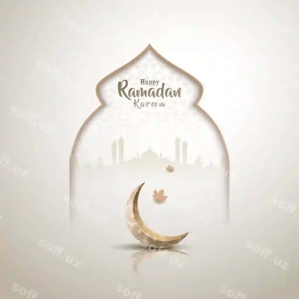 Islomiy tabrik kartasi chiroyli hilolli dizayn | Islamic greetings card design with beautiful crescent moon