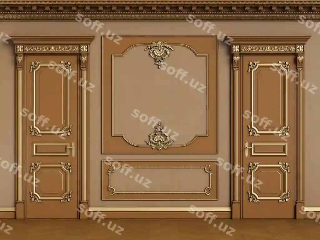 Klassik ičkim yog'ochli bozeriya nushqa uchun joy bilan | Classic interior with wooden boiserie with copy space