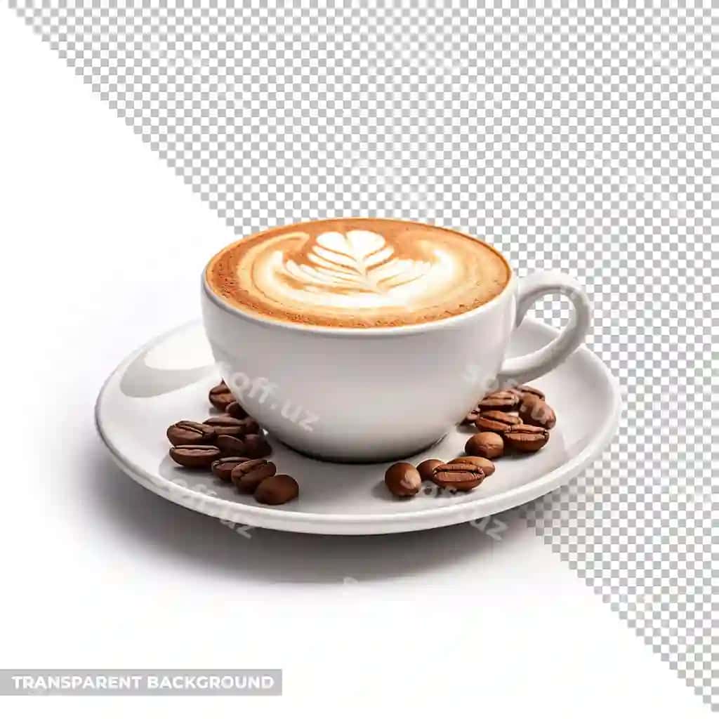 Psd cup art latte cappuccino coffee isolated without background | Psd cup art latte cappuccino coffee isolated without background