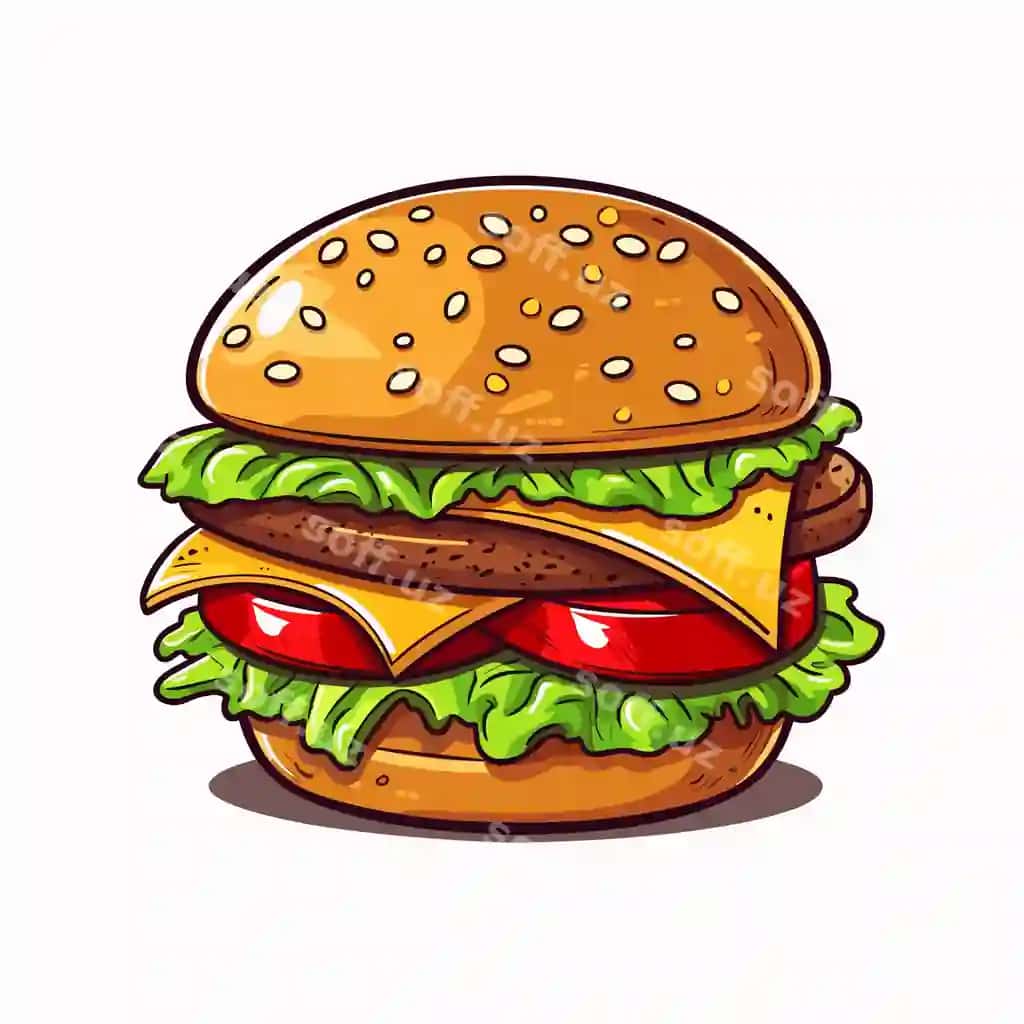 Yangi hamburger fast food menyu illustratsiyasi mol go'shti va pishloq bilan | Fresh hamburger fast food with beef cheese fast food menu illustration
