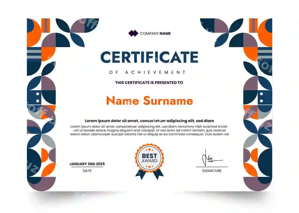 Vintage mosaik sertifikat dizayn shabloni | Vintage mosaic certificate design template