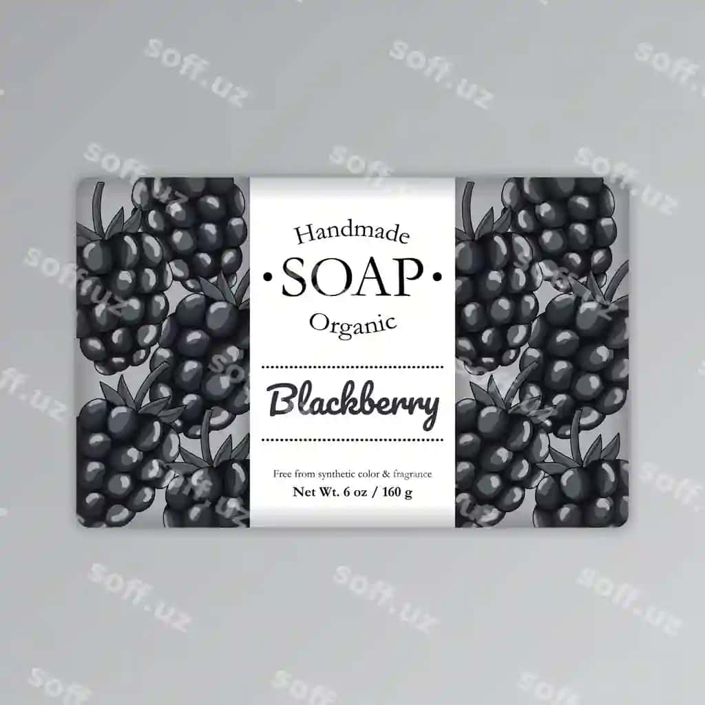 Blackberry sova qadoqlash etiketka shabloni | Blackberry soap packaging label template