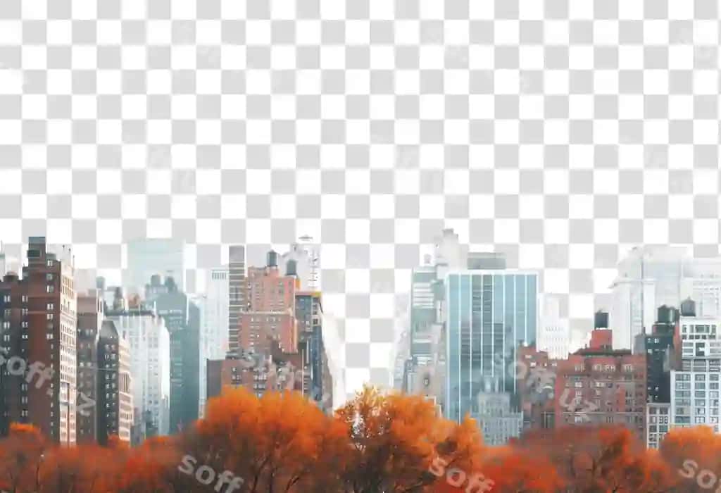 Png payin shahar manzarası zamonaviy girmonlar bilan | Png autumn cityscape with modern skyscrapers